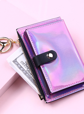 2021 New Laser Women Wallets Fashion Keychain Zipper Coin Pu