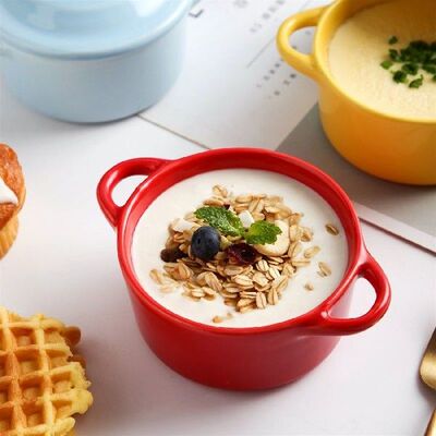 Colourful Small Ceramic Casserole Soup Pot Handle Ceramic