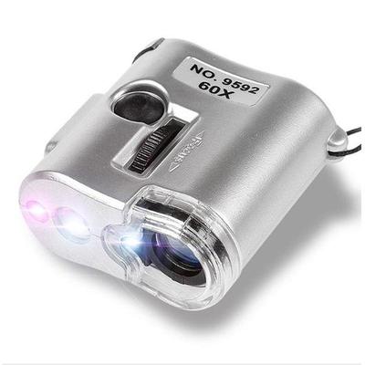 Mintiml LED Lighted Pocket Microscope Mini Lens 60X