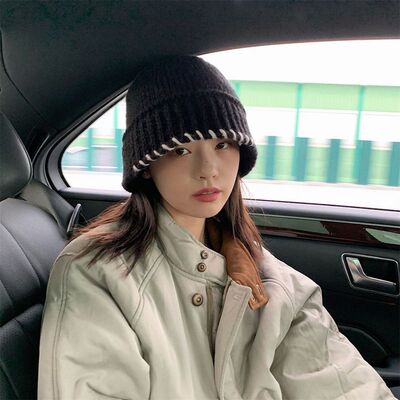 Thick Cashmere Knitted Hat Women's Warm Woolen Fishe