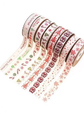10M 15mm Handmade Design Printed Christmas Ribbon Cotton