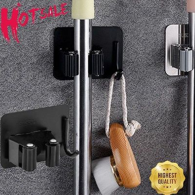 Stainless Steel Broom Holder Multifunctional Wall Mounted
