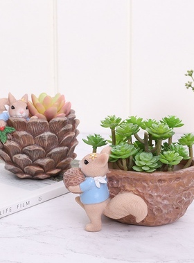 Cute Cartoon Squirrel Flower Pot Succulent Flowerpots