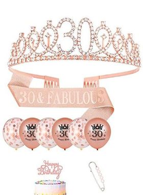 30th Birthday Sash and Tiara Set | Queen Rhinestone Crowns