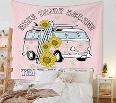 Sunflower Tapestry Psychedelic Floral Tapestry Cartoon Wall