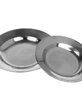 Stainless Steel Round Dinner Plate Dish Tray Food Container