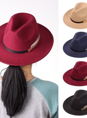 New Fashion Soft Wool Wide Brim Hat Felt Trilby Jazz Cap Sun