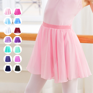 Girls Kids Ballet Skirt Sheer Chiffon Ballet Tutu Pink Kids