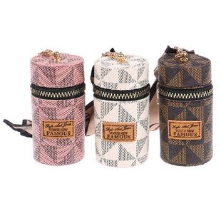 Leather Luxury Leather Bucket Lipstick Bag Keychain