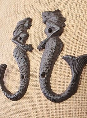 Wholesale Mermaid modeling Rural cast iron hook creative