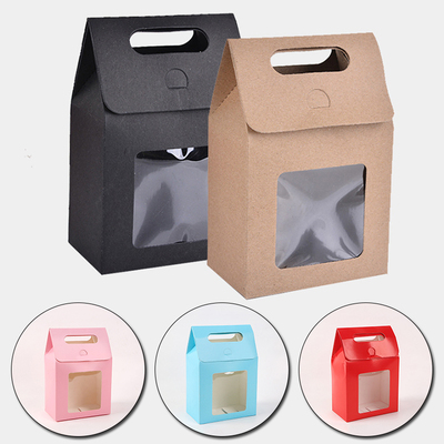 1Pc DIY Portable Color Kraft Paper Gift Box Package With