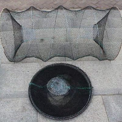 Barrel Type Foldable Fishing Net Mesh Crab Crayfish Lobster