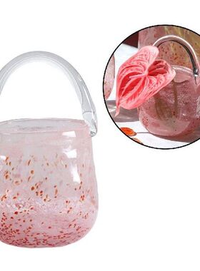 Creative Glass Bag Vase Hand Blown Cherry Pink Flower Arrang