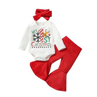 Baby Girl Christmas Outfits Tbodysuit Pants Headbands Hat