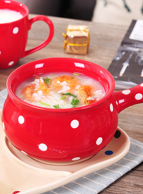 Wave point creative ceramic manche soup milk bowl saladier