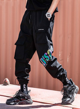 Reflective Techwear Male Streetwear Korean Hip Hop Harem Pan