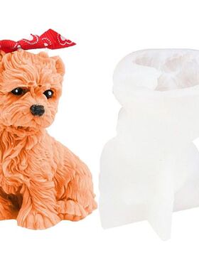 New 3D Poedel Kaars Siliconen Mal Leuke Hond Teddy Puppy