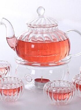 pumpkin Borosilicate Glass Tea Pot Set Infuser