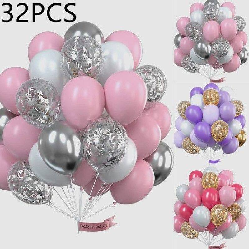 32pcs metallic latex balloons confetti clear balloon baby