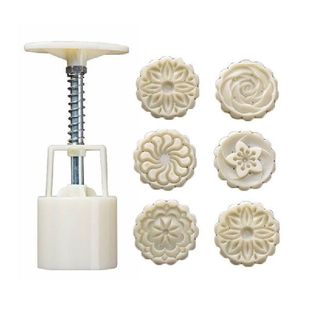 50g Mooncake Mold 6pcs Blooming Flowers Stamps Hand Press