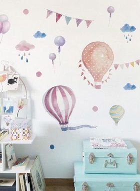 Cartoon balloon hot air balloon wall sticker for baby rooms
