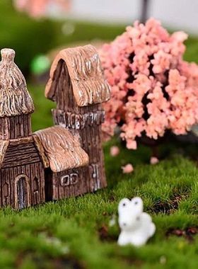 House Figurines Logs Vintage Crafts Home Decor Micro