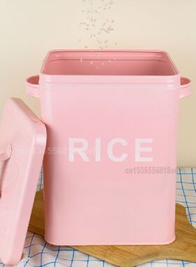 Metal Rice Bucket with Lid Flour Washing Powder Sealed