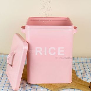 Metal Rice Bucket with Lid Flour Washing Powder Sealed