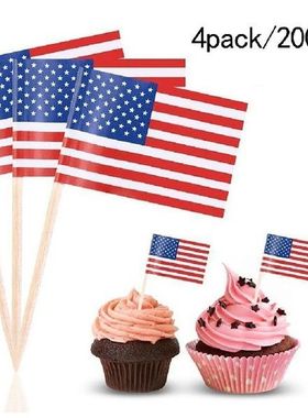 US Flag Cake Toppers 200Pcs US Flag Picks for Sandwiches