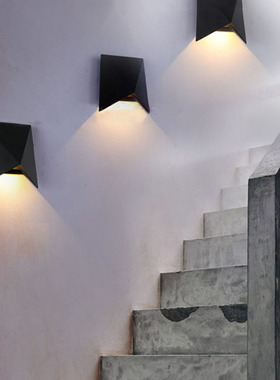 6W Outdoor Waterproof Aluminum Polygon LED Wall Lamps Courty