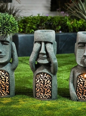 See Hear Speak No Evil Garden Easter Island Statues