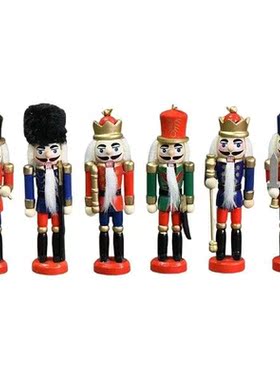 6x Wooden Nutcracker Puppet Festive Collectible Nutcracker