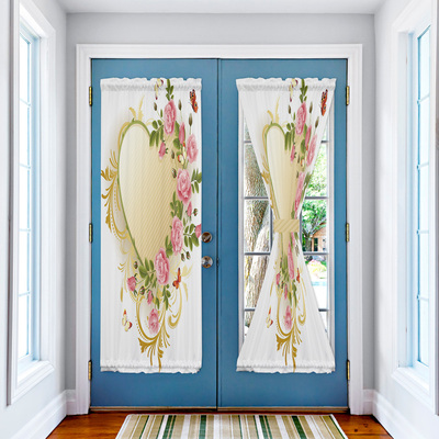 Love Pink Rose Butterfly Door Curtains for Living Room