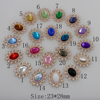 10pcs Golden Pendants Clear Rhinestones Pearl Buttons for