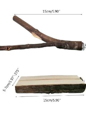 2Pcs Natutal Wooden Bird Parrot Toys Rough Bird Perch Cage