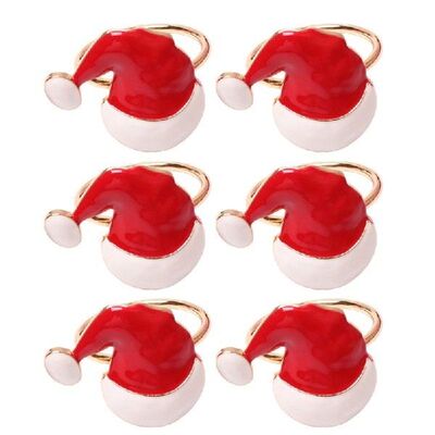 896A Napkin Rings Set of 6 Xmas Hat Napkin Serviette Buckle