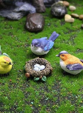 Simulation Birds And Birds' Nests Ornament Resin Fau