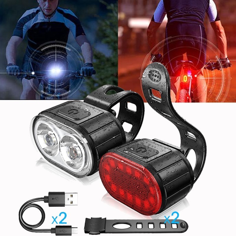 LED Bicycle Light Set USB Rearchargeable Bike Front Rear