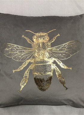 Hot Selling Insect Foil Printing Square Velvet Bee Cushion v