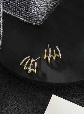 New contracted small Geometric metal Earrings   shiny crysta