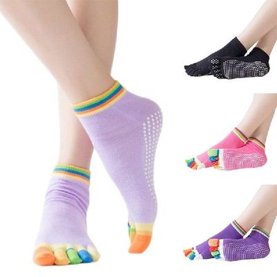 Yoga Toe Socks With Grips Pilates Women Toeless Socks For