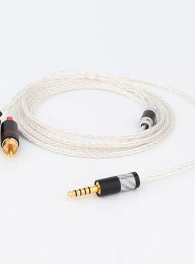 HIFI 8 cores pure silver plated 4.4mm .5mm to 2rca jack aux