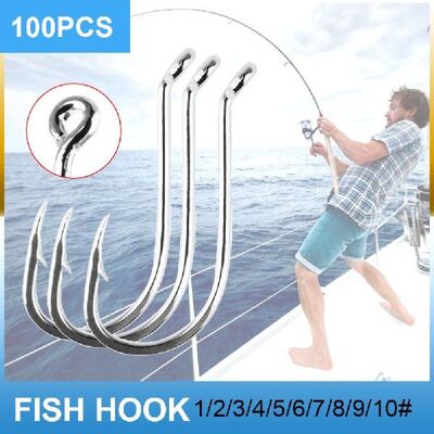 100 PCS  Fishing Hooks High Carbon Steel Fishhook Sharp