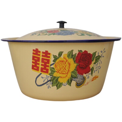 Enamel Bowl Freshness Bowl Wash Basin Mixing Pot with Lid