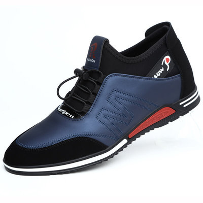 Fashion Men Leather Comfy Slip Increased Heel 6CM Footwear M