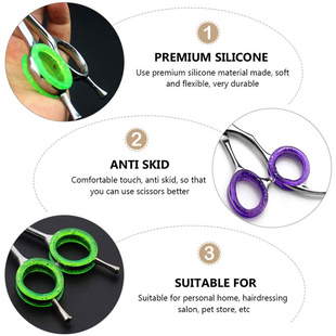 12PCS Hair Scissor Finger Ring Pet Scissor Colored Silicone