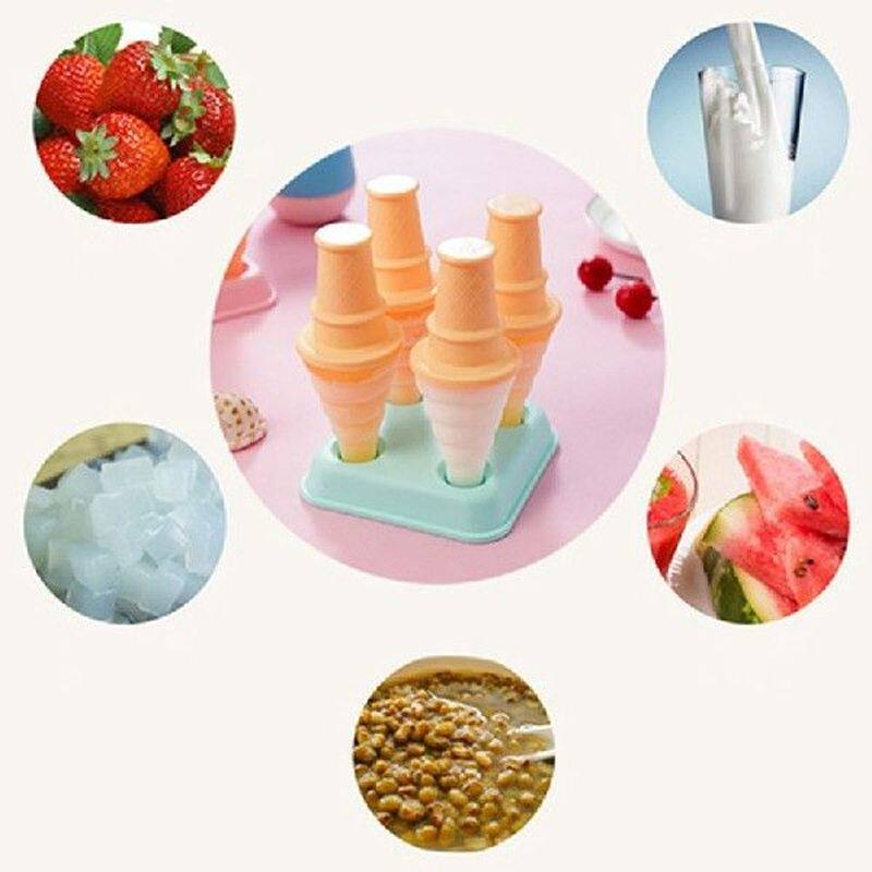 4 Buah Cetakan Es Krim Berbentuk Kerucut DIY Pembuat - 实物图