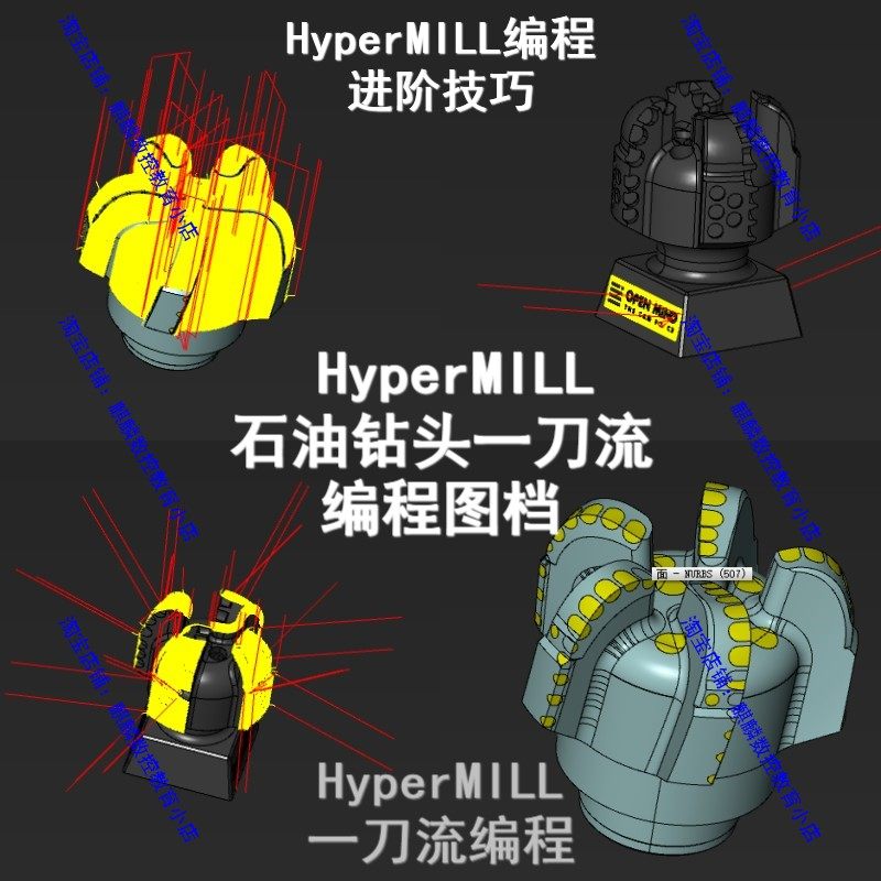 Hypermill四五轴多轴编程 hypermill石油钻头五轴编程 开粗精加工