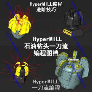 Hypermill四五轴多轴编程 hypermill石油钻头五轴编程 开粗精加工