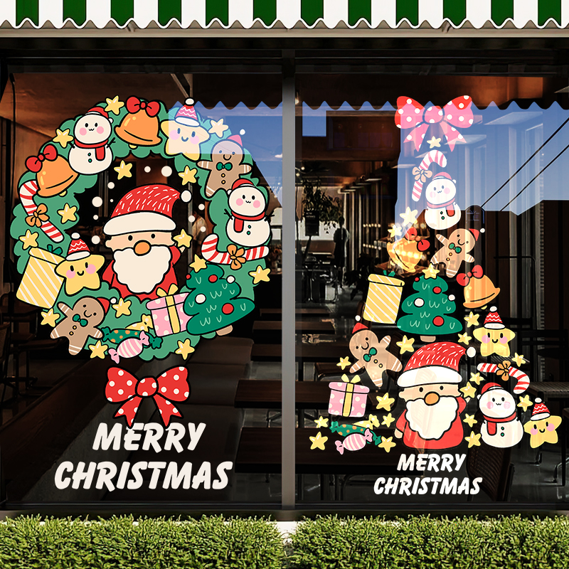 圣诞节装饰场景布置玻璃门贴纸